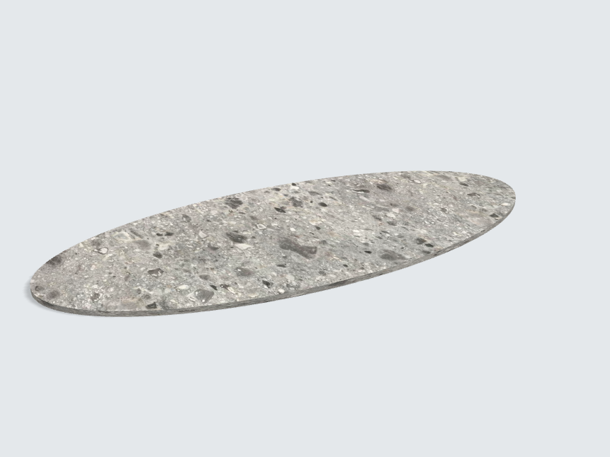 Tischplatte oval / kreisförmig F021 ST75 Triestino Terrazzo grau