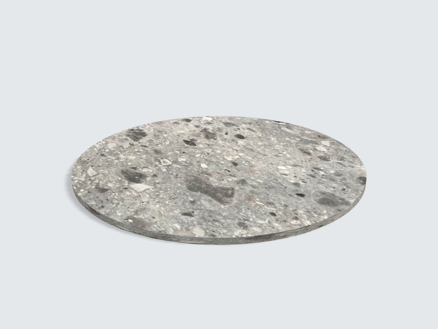 Tischplatte oval / kreisförmig F021 ST75 Triestino Terrazzo grau