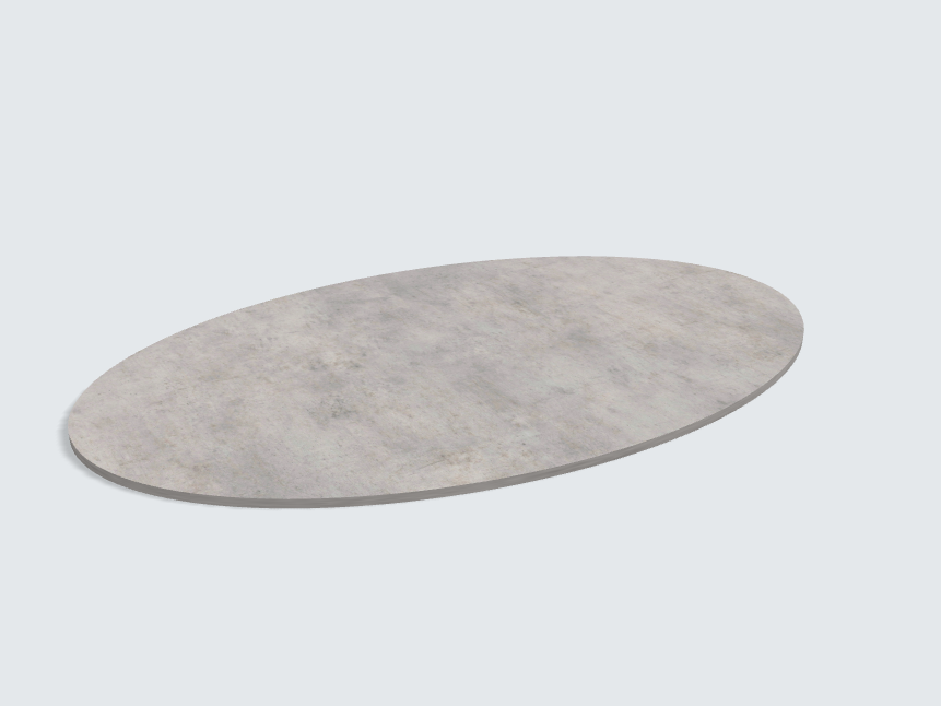 Tischplatte oval / kreisförmig Chicago Concrete hellgrau | Classic