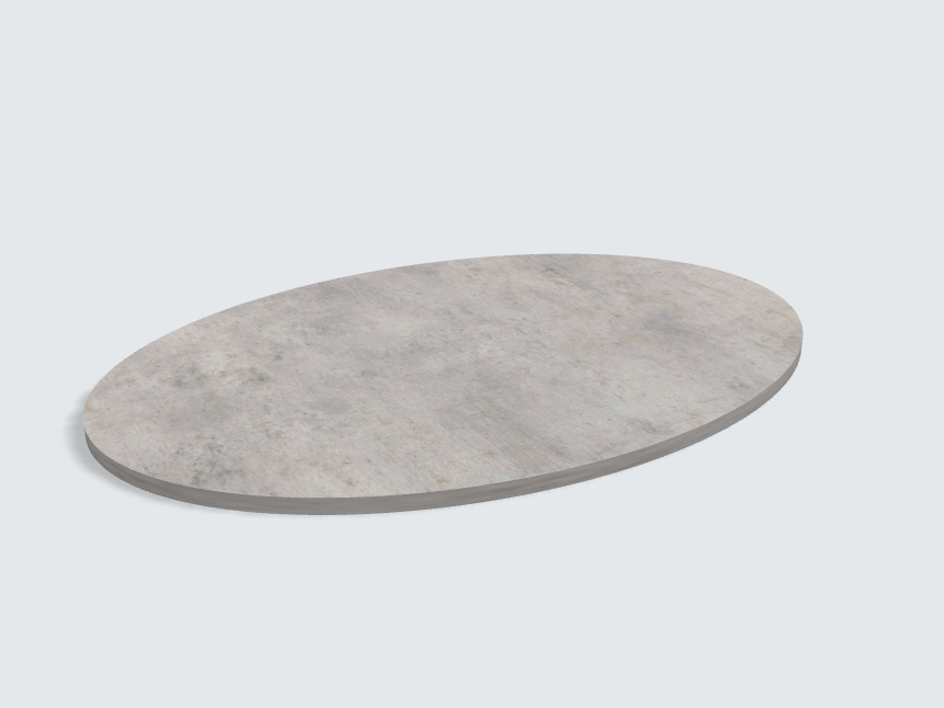 Tischplatte oval / kreisförmig Chicago Concrete hellgrau | Classic