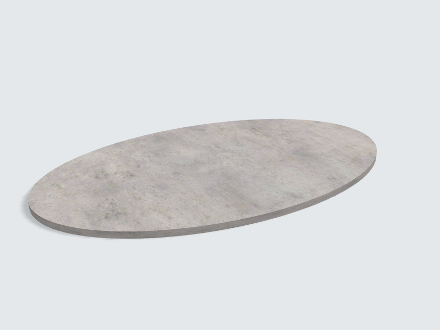 Tischplatte oval / kreisförmig F186 ST9 Chicago Concrete hellgrau