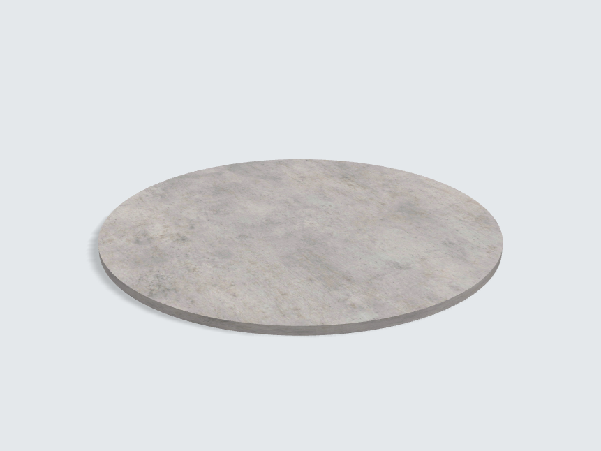 Tischplatte oval / kreisförmig F186 ST9 Chicago Concrete hellgrau