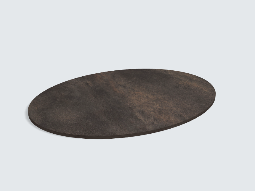 Tischplatte oval / kreisförmig Titanit anthrazit | Classic