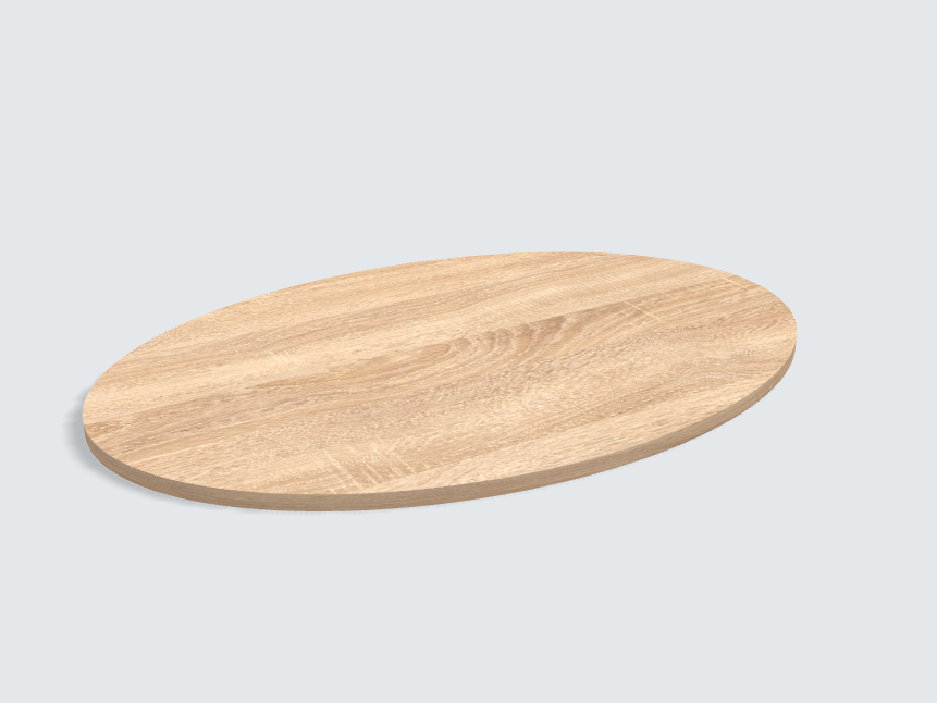 Tischplatte oval / kreisförmig H1145 ST10 Bardolino Eiche