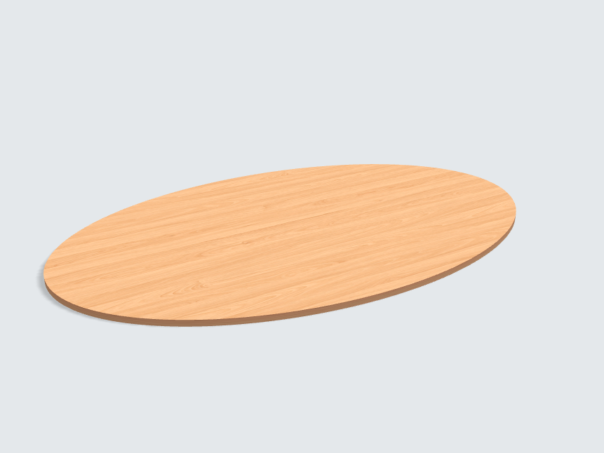 Tischplatte oval / kreisförmig Obirbuche, geplankt