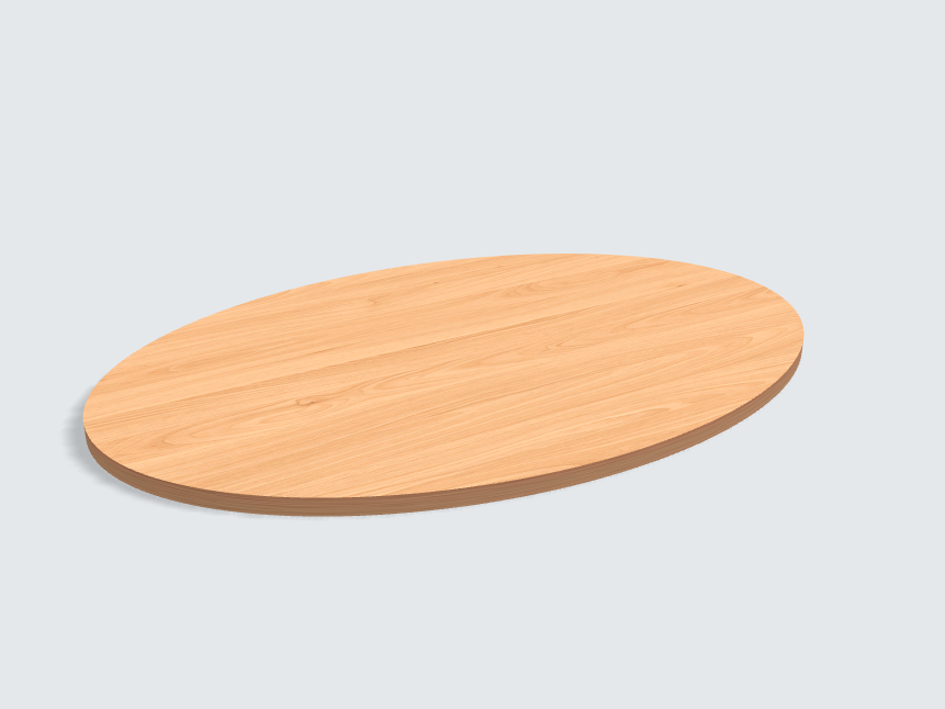 Tischplatte oval / kreisförmig Obirbuche, geplankt