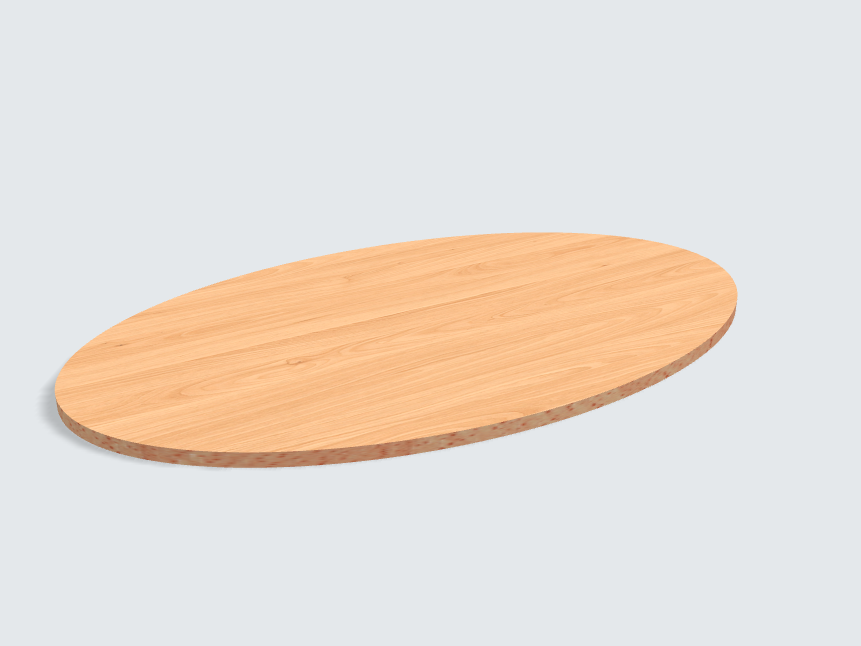 Tischplatte oval / kreisförmig Obirbuche, geplankt