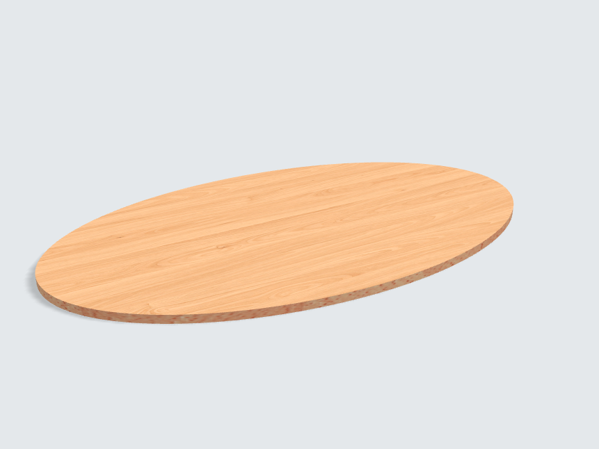 Tischplatte oval / kreisförmig Obirbuche, geplankt