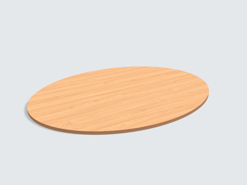 Tischplatte oval / kreisförmig Obirbuche, geplankt