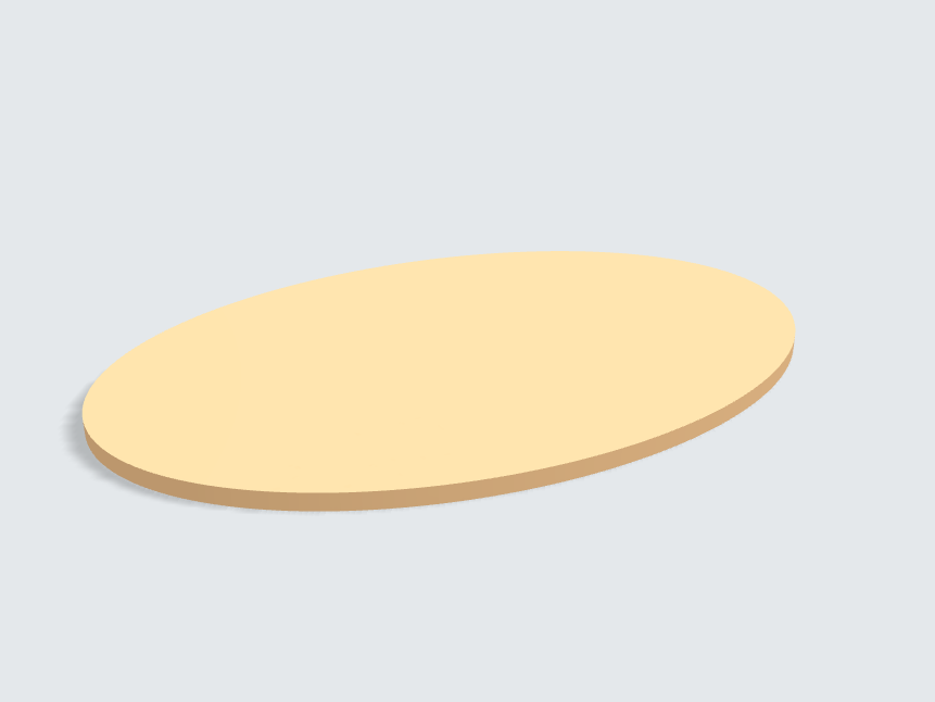 Tischplatte oval / kreisförmig Sandgelb