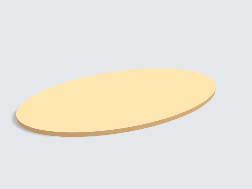 Tischplatte oval / kreisförmig Sandgelb