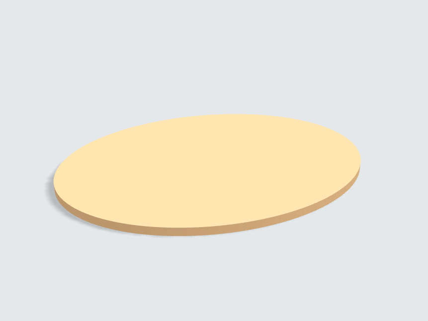 Tischplatte oval / kreisförmig Sandgelb