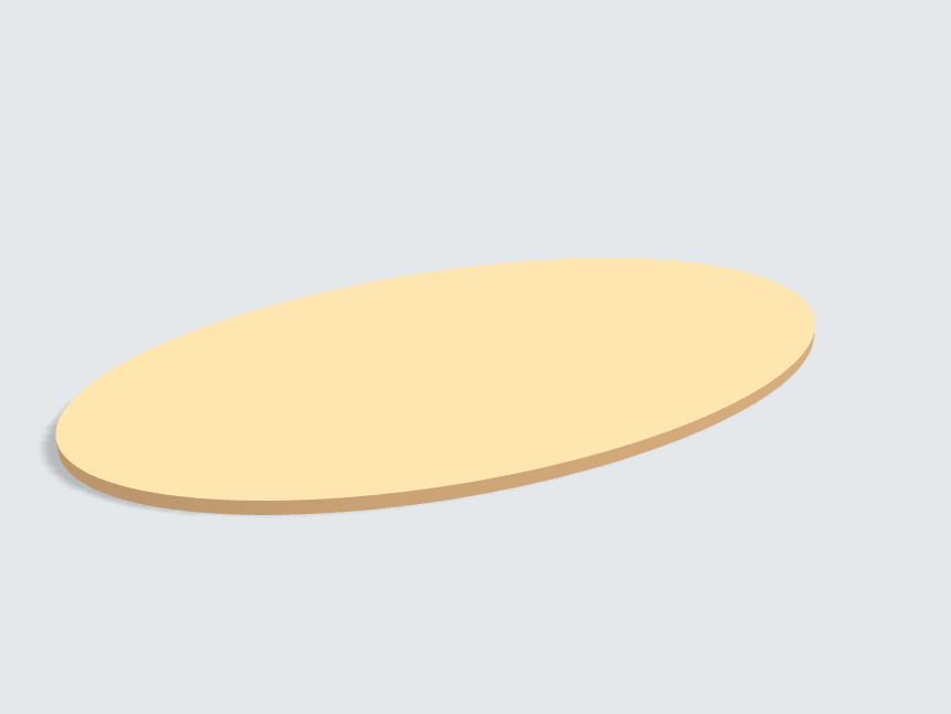 Tischplatte oval / kreisförmig Sandgelb