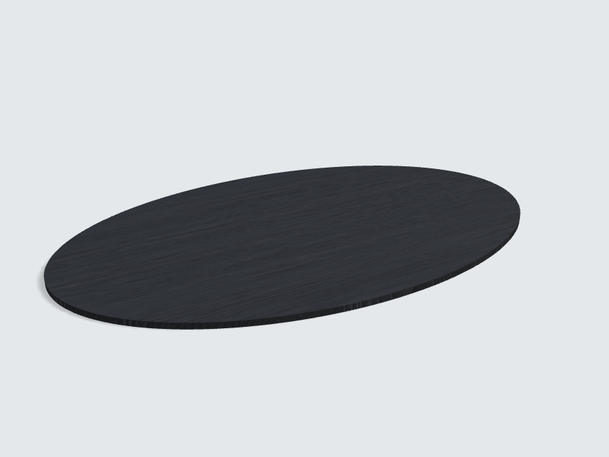 Tischplatte oval / kreisförmig Schwarz mit Holzstruktur