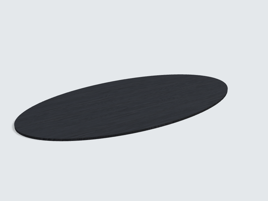 Tischplatte oval / kreisförmig Schwarz mit Holzstruktur