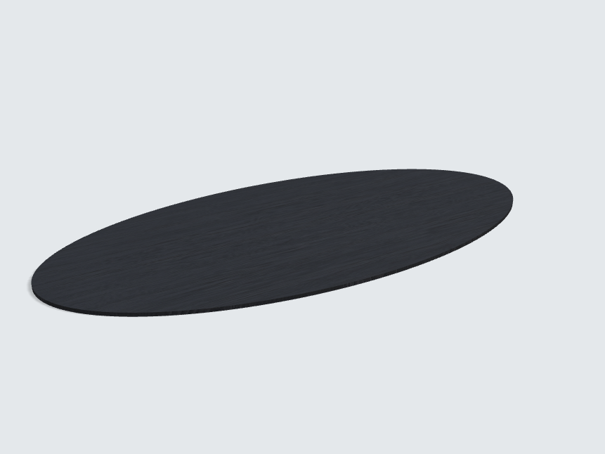 Tischplatte oval / kreisförmig Schwarz mit Holzstruktur
