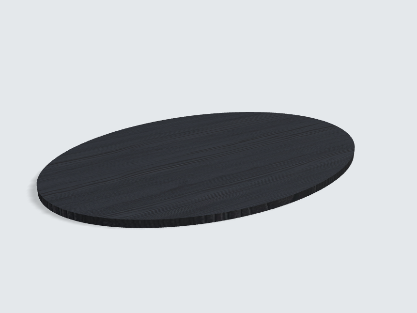 Tischplatte oval / kreisförmig Schwarz mit Holzstruktur