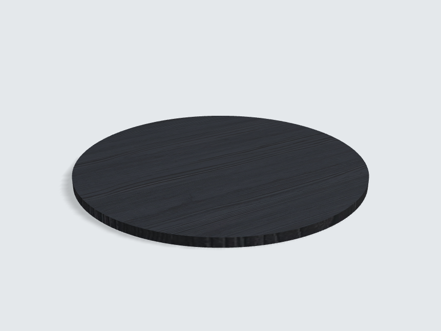 Tischplatte oval / kreisförmig Schwarz mit Holzstruktur