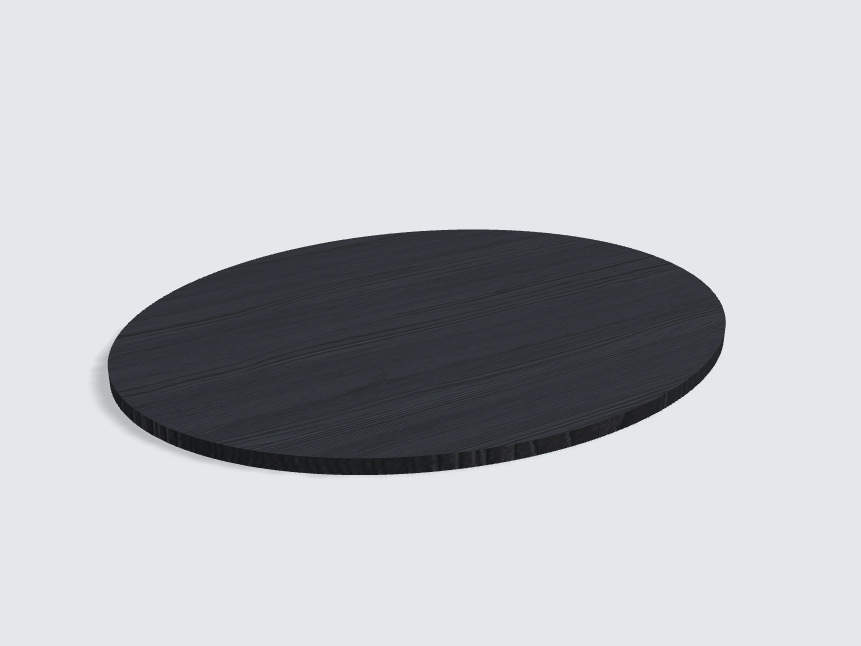 Tischplatte oval / kreisförmig Schwarz mit Holzstruktur