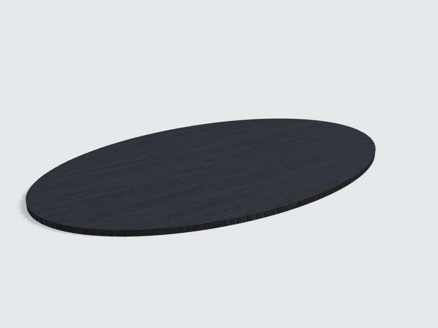 Tischplatte oval / kreisförmig Schwarz mit Holzstruktur