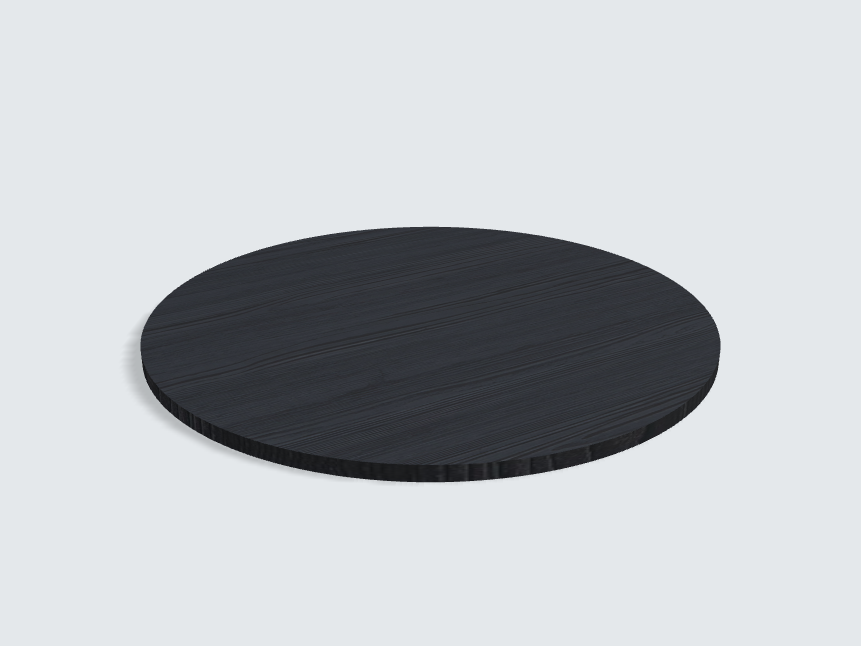 Tischplatte oval / kreisförmig Schwarz mit Holzstruktur