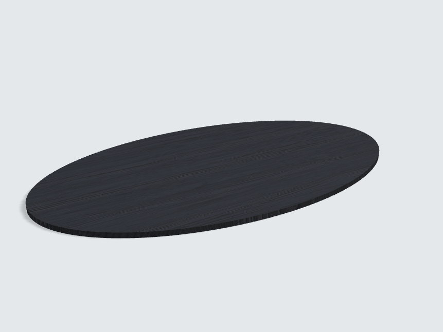 Tischplatte oval / kreisförmig Schwarz mit Holzstruktur