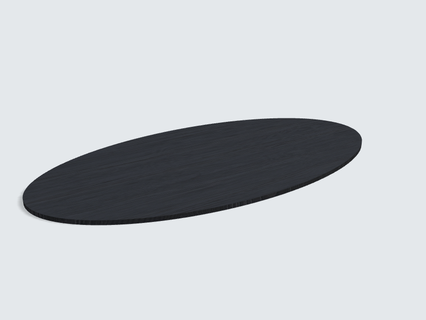 Tischplatte oval / kreisförmig Schwarz mit Holzstruktur