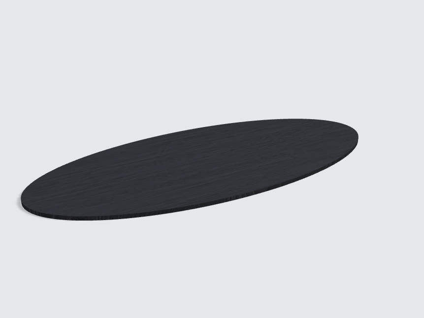 Tischplatte oval / kreisförmig Schwarz mit Holzstruktur
