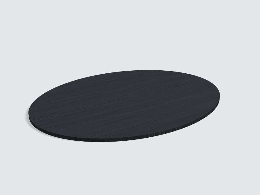 Tischplatte oval / kreisförmig Schwarz mit Holzstruktur