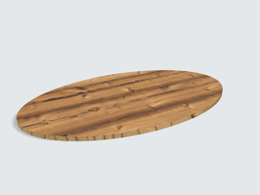 Tischplatte oval / kreisförmig Silberfichte