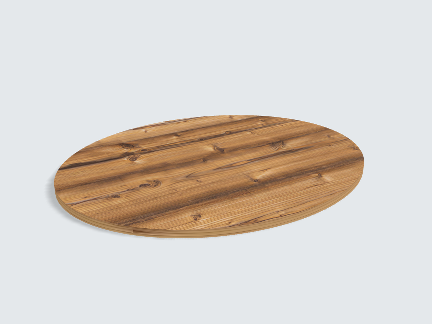 Tischplatte oval / kreisförmig Silberfichte