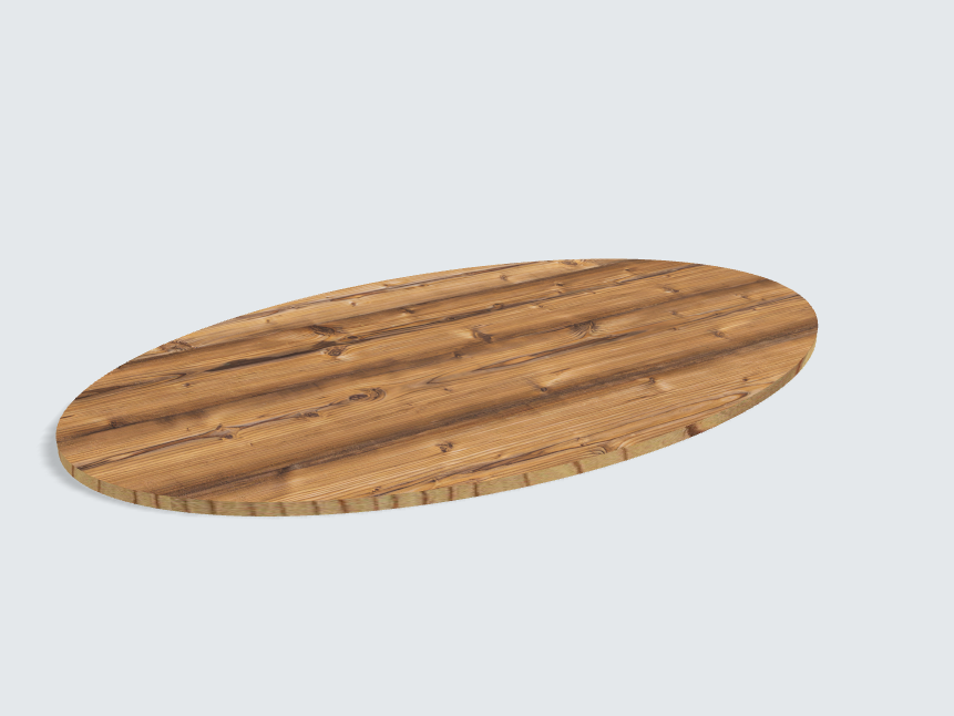 Tischplatte oval / kreisförmig Silberfichte