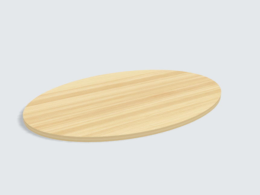 Tischplatte oval / kreisförmig Tanne Furnier