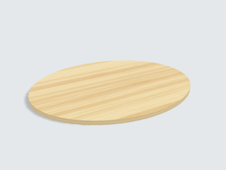 Tischplatte oval / kreisförmig Tanne Furnier