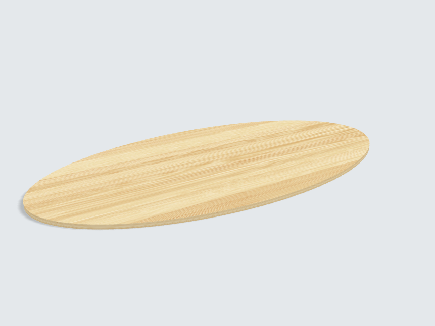 Tischplatte oval / kreisförmig Tanne Furnier