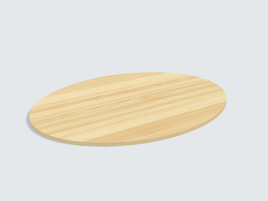 Tischplatte oval / kreisförmig Tanne Furnier