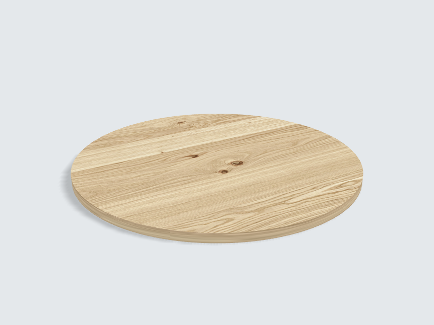 Tischplatte oval / kreisförmig Wildeiche Furnier
