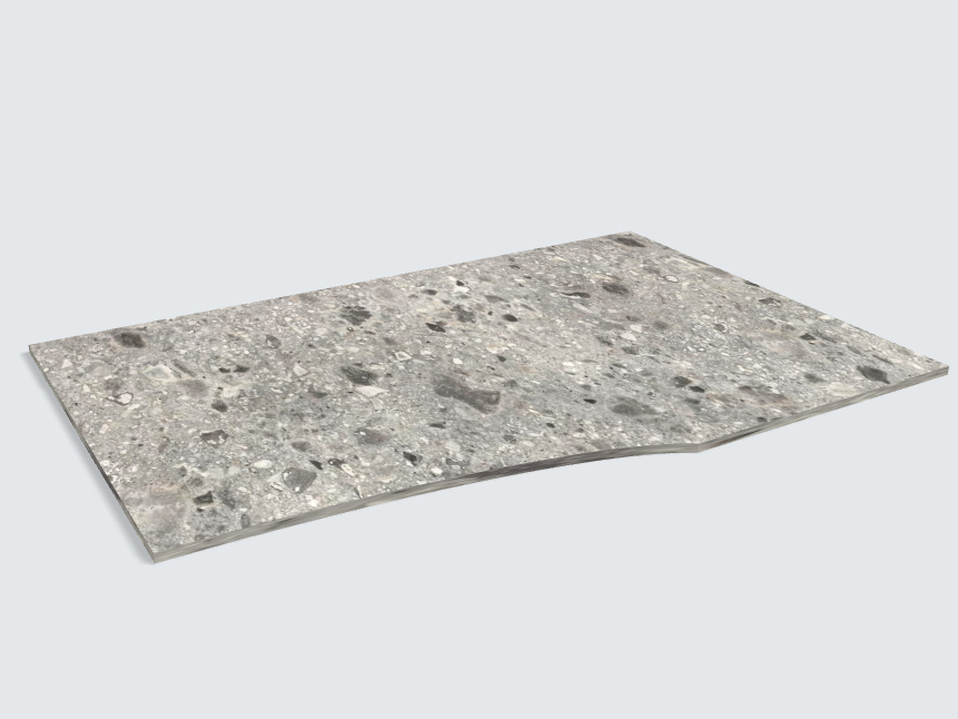 Rechteck mit freiförmiger Aussparung F021 ST75 Triestino Terrazzo grau