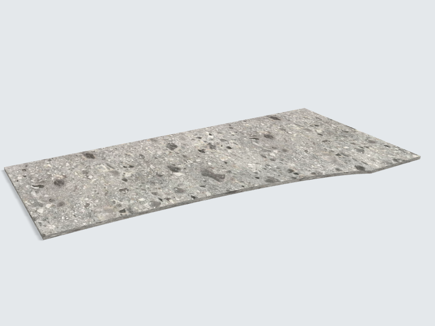 Rechteck mit freiförmiger Aussparung F021 ST75 Triestino Terrazzo grau