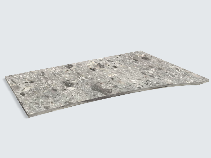 Rechteck mit freiförmiger Aussparung F021 ST75 Triestino Terrazzo grau