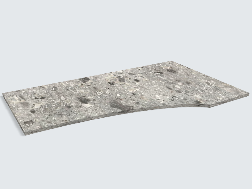 Rechteck mit freiförmiger Aussparung F021 ST75 Triestino Terrazzo grau