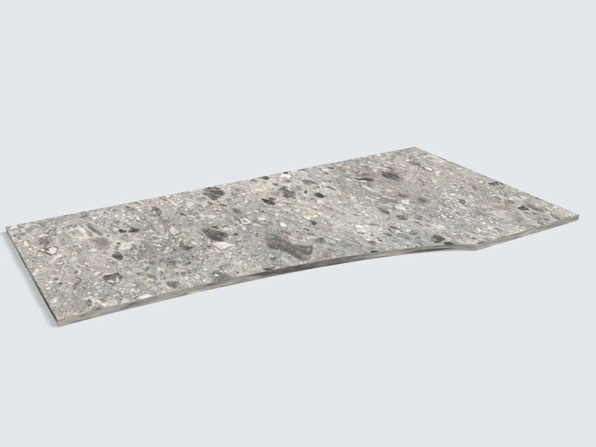 Rechteck mit freiförmiger Aussparung F021 ST75 Triestino Terrazzo grau