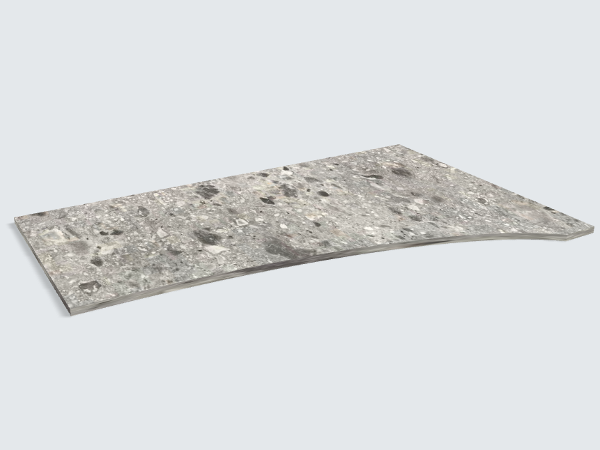 Rechteck mit freiförmiger Aussparung F021 ST75 Triestino Terrazzo grau