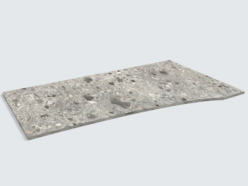 Rechteck mit freiförmiger Aussparung F021 ST75 Triestino Terrazzo grau