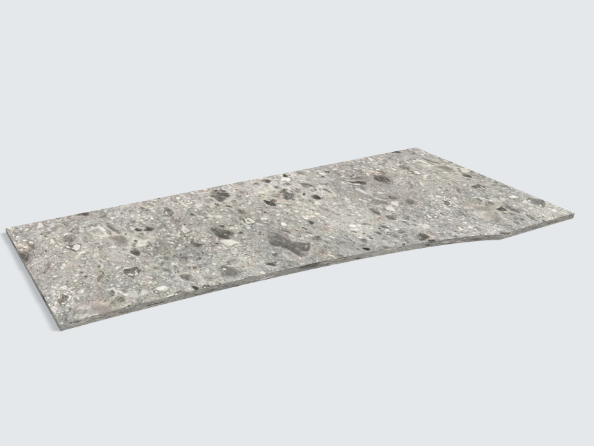 Rechteck mit freiförmiger Aussparung F021 ST75 Triestino Terrazzo grau
