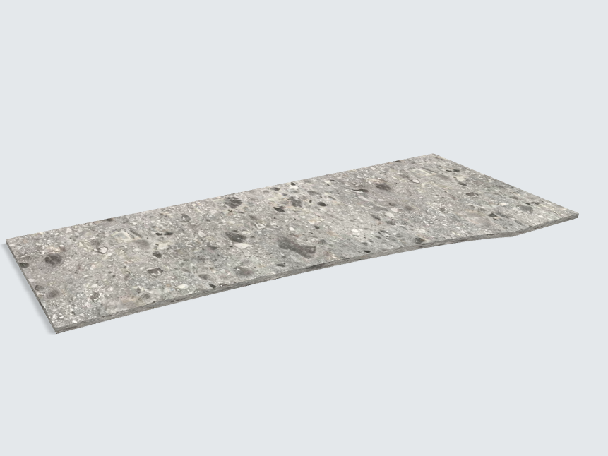 Rechteck mit freiförmiger Aussparung F021 ST75 Triestino Terrazzo grau