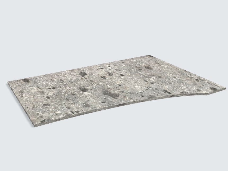Rechteck mit freiförmiger Aussparung F021 ST75 Triestino Terrazzo grau