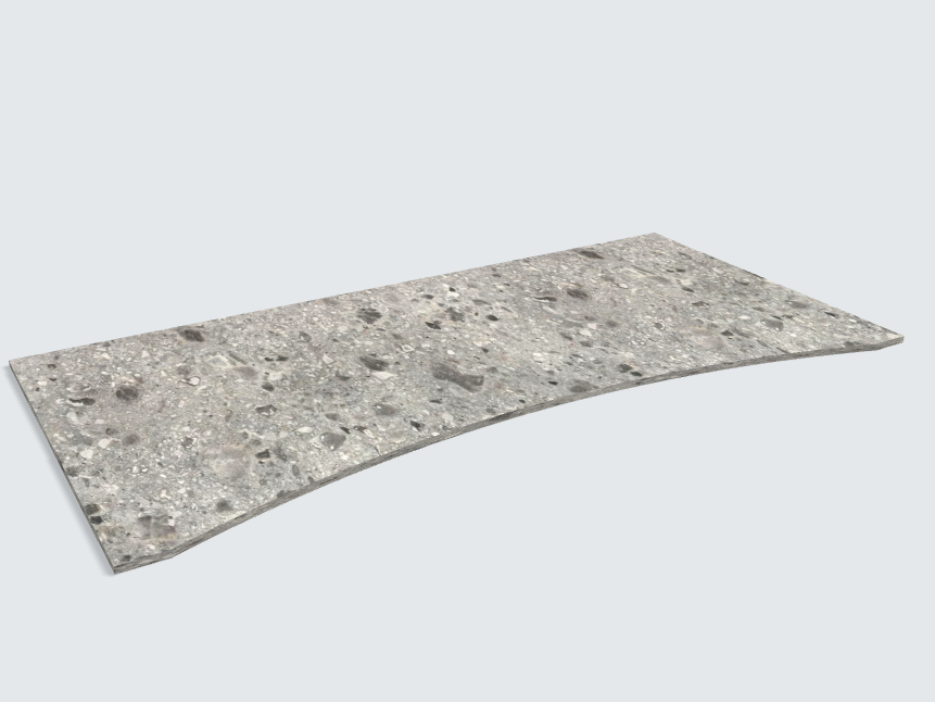 Rechteck mit runder Aussparung F021 ST75 Triestino Terrazzo grau