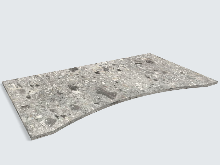Rechteck mit runder Aussparung F021 ST75 Triestino Terrazzo grau