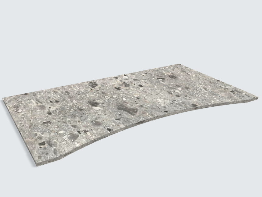 Rechteck mit runder Aussparung F021 ST75 Triestino Terrazzo grau